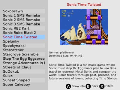 Game list with box art and video preview